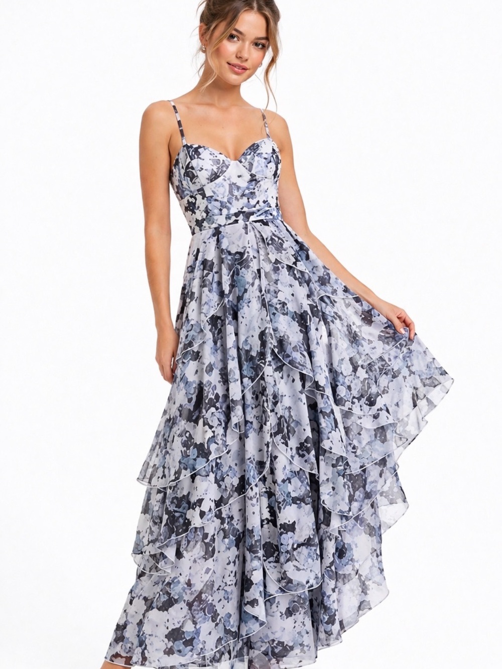 FAME AND PARTNERS "The Catherine" Tiered Floral Gown Bustier Bodice. Size 12